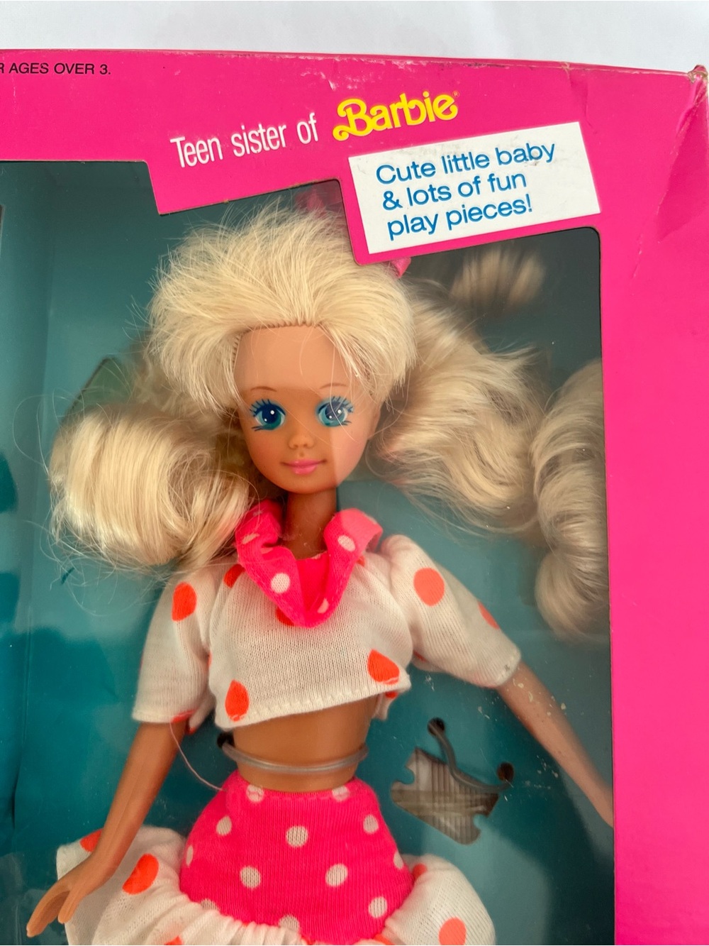 Vintage 1990 Babysitter Skipper Doll in Pink and White Polka Dot Outfit - Picture 2 of 10